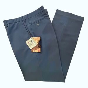 New Vintage Haggar Mens Dress Pants 36x32 Blue Nova Presstige Worsted Wool Blend